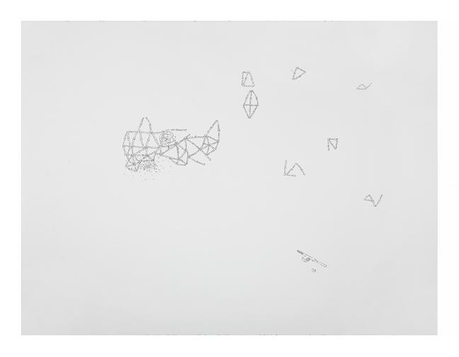 Sean Pearson, Anyway, So Dynamite It Was, 2017, permanent ink on paper, 22 x 30 inches.