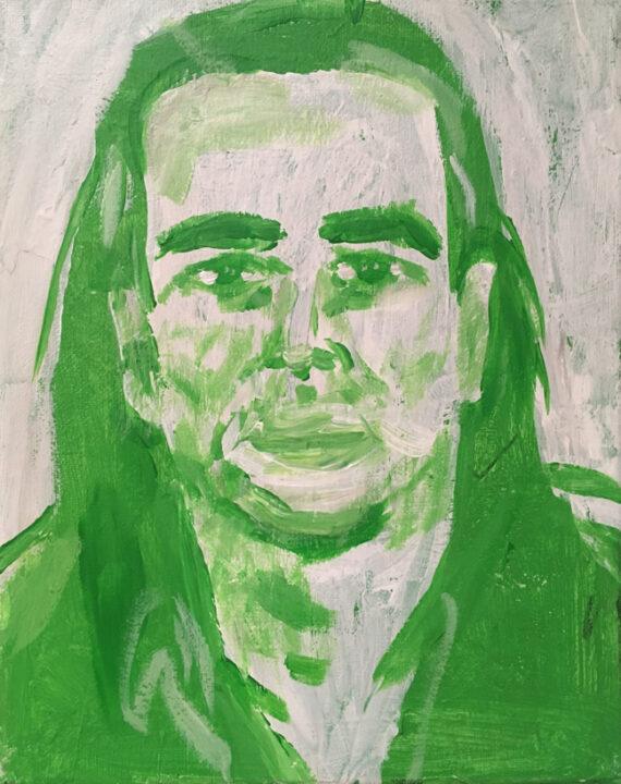 Andy Heck Boyd, Mike Kelley, 2016, acrylic on canvas, 10 x 8 inches.