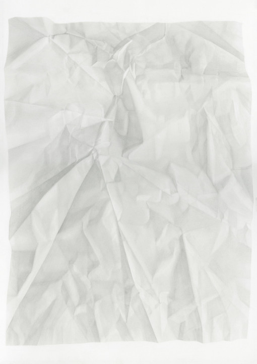 Juliet Jacobson, Birthday Tequila (Recto Vertical Flip Reverse Light) 2015, graphite on paper, 20 x 14 inches.