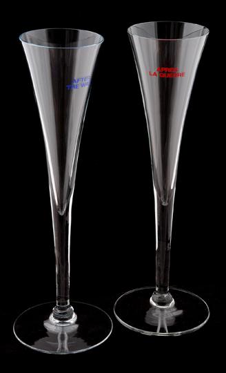 Louise Lawler, set of twelve champagne flutes, date unknown.