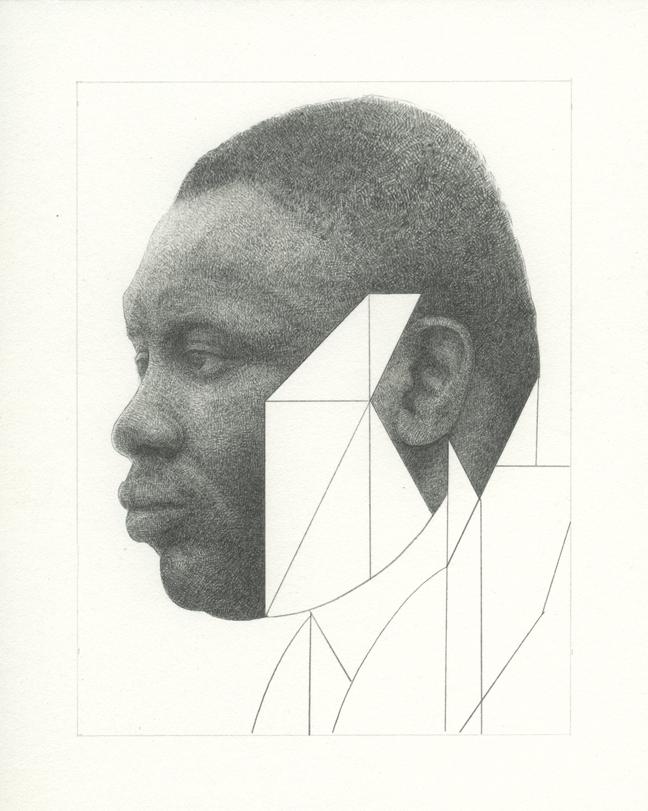 Rob Matthews, Migrant 2, 2018, graphite on paper, 6 x 4.5 inches.