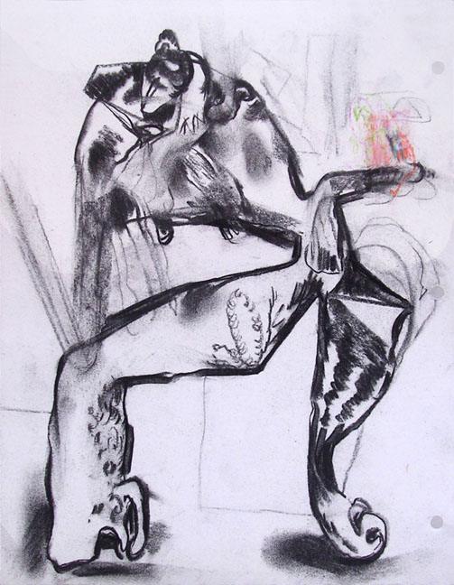 SHANNON MCCONNELL, BEEP, 2015, CHARCOAL ON PAPER, 11 X 8.5 INCHES.