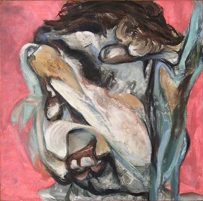 SHANNON MCCONNELL, FUCKHEAD, 2015, OIL ON CARDBOARD, 12 X 12 INCHES.