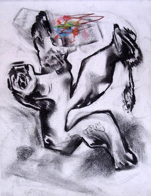 SHANNON MCCONNELL, ON A SKIFF, 2015, CHARCOAL ON PAPER, 11 X 8.5 INCHES.