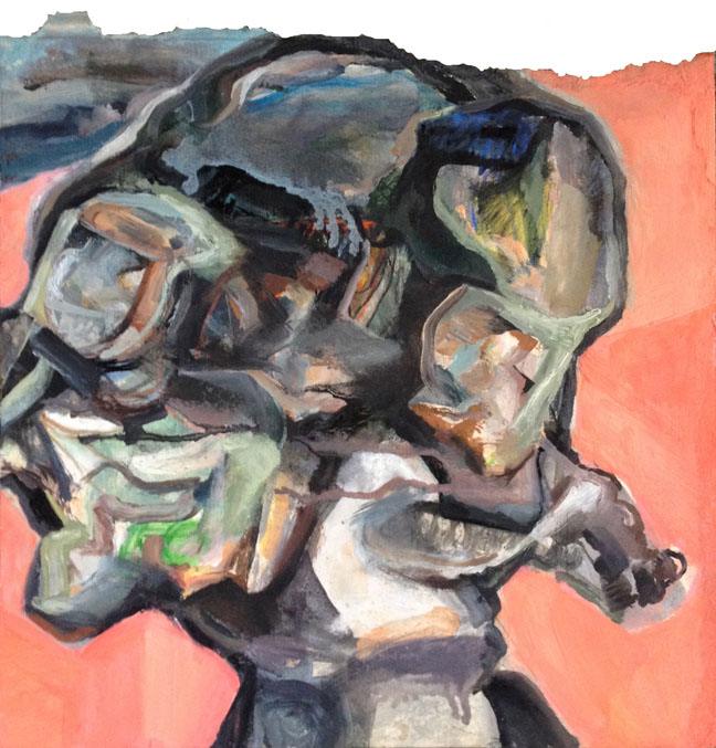 SHANNON MCCONNELL, SCHITZO, 2015, OIL ON CARDBOARD, 12 X 12 INCHES.